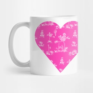 Toile Pink Heart Unicorn Mug